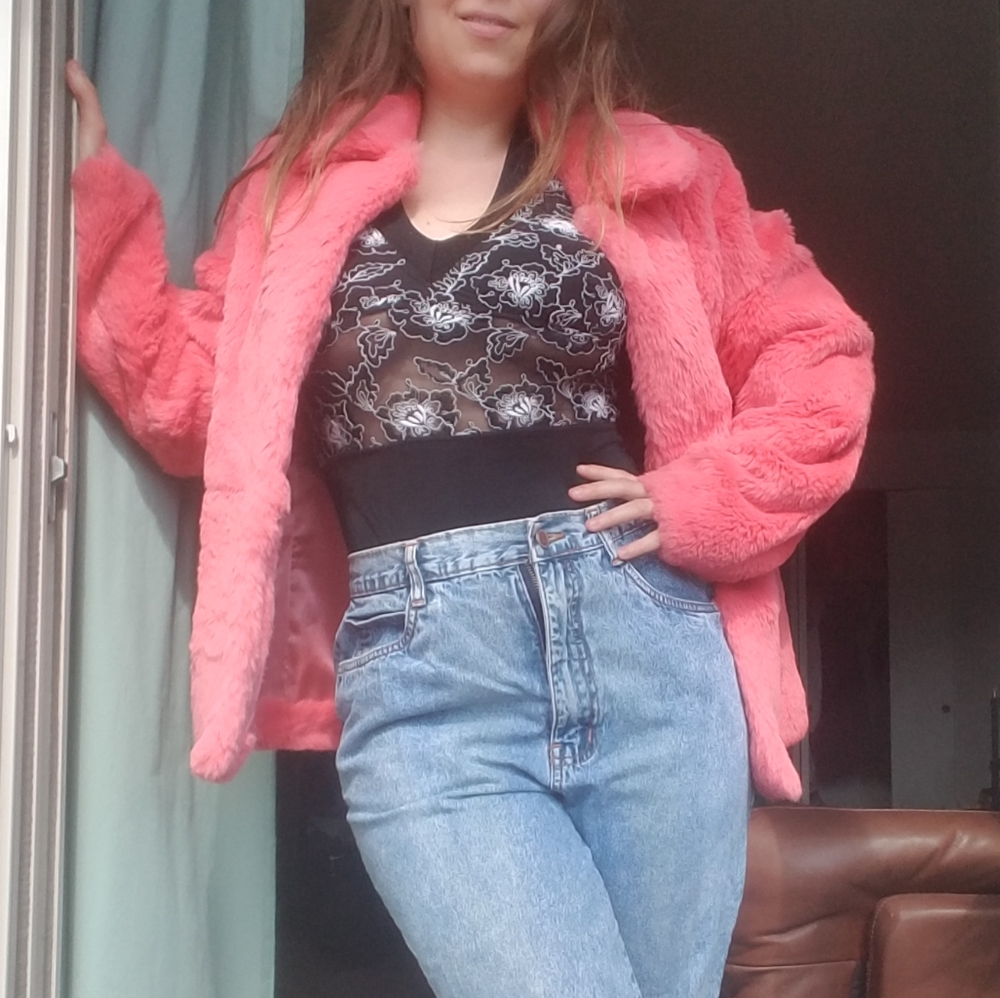 SOLD Vintage Pink Genuine Fur Jacket - Picture 3 of 9